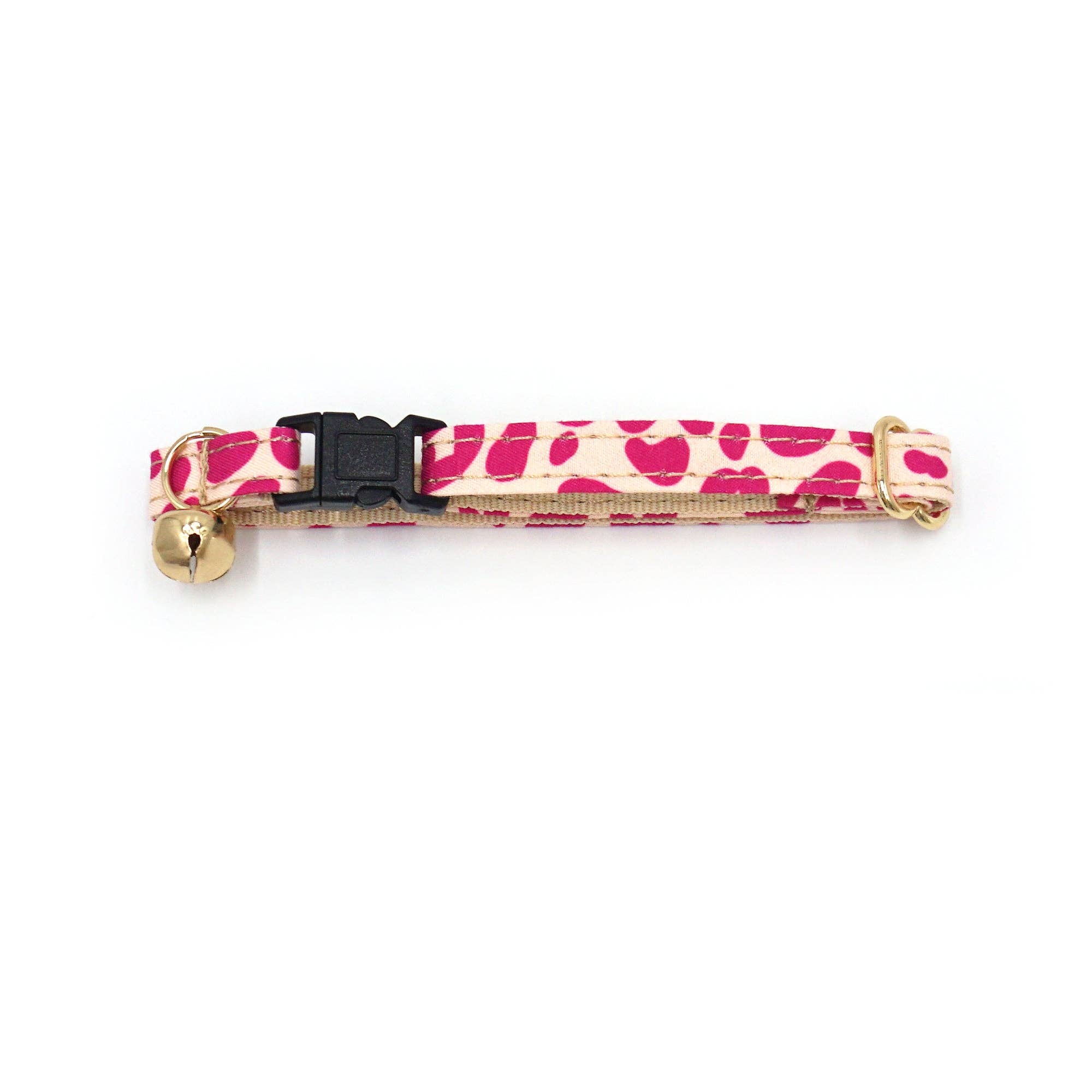 Collier Chat Anti-Étranglement Coton Léopard Rose Bande de Canailles