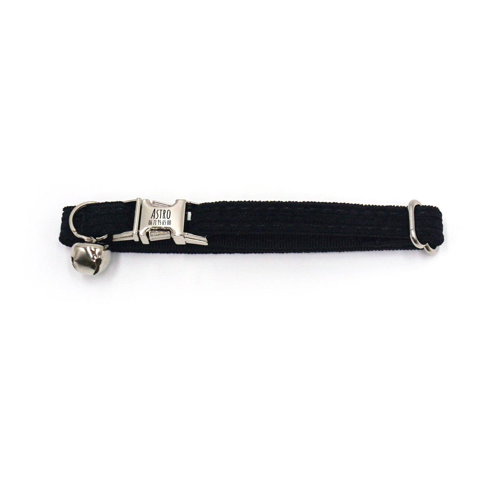 Collier Chat Velours Côtelé Bleu Marine Bande de Canailles