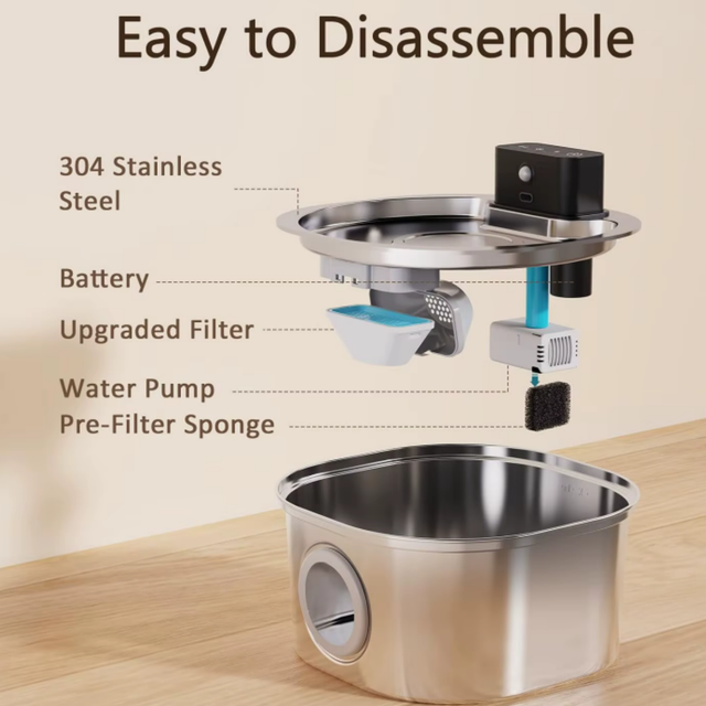 Fontaine à eau inox Robinet pour chat sans fil