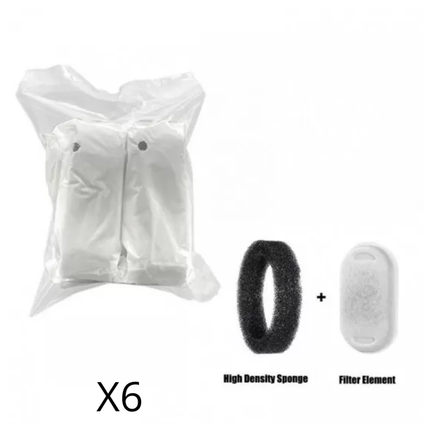 6 Filtres coton + éponges pour fontaine inox fleur, robinet cuivré, ou boule